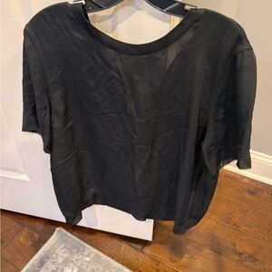 NWT L'AGENCE Black Sheer Short Sleeve Silk Top
